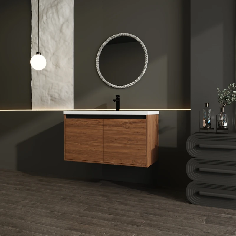 Streamdale Furniture 36" Brown Bathroom Vanity with Resin Sink and Cabinet