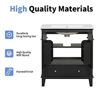 Streamdale 30" Vanity with Sink, Solid Wood & Mdf Cabinet, Doors & Drawer