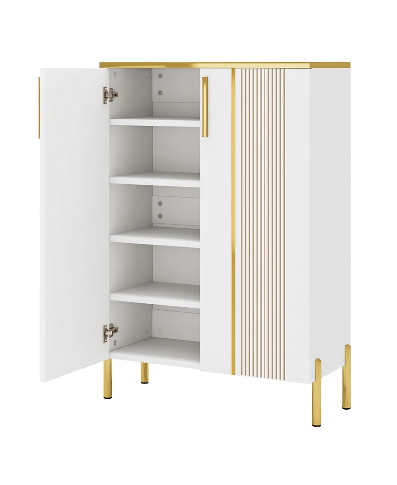 Tribesigns Shoe Cabinet with Doors, 6-Tier Shoe Storage Cabinet with Adjustable Shelves, Wooden Shoes Rack Shoe Storage Organizer for Entryway, Hallwa