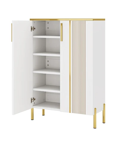 Tribesigns Shoe Cabinet with Doors, 6-Tier Shoe Storage Cabinet with Adjustable Shelves, Wooden Shoes Rack Shoe Storage Organizer for Entryway, Hallwa