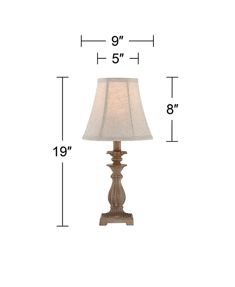 Regency Hill Cali Traditional Accent Table Lamps 19" High Set of 2 Antique Beige Off White Bell Shade for Bedroom Living Room Bedside Nightstand