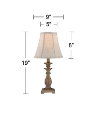 Regency Hill Cali Traditional Accent Table Lamps 19" High Set of 2 Antique Beige Off White Bell Shade for Bedroom Living Room Bedside Nightstand