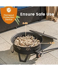 Slickblue 17 Inch Portable Gas Fire Pit with Folding Legs and Removable Grill for Camping-Black