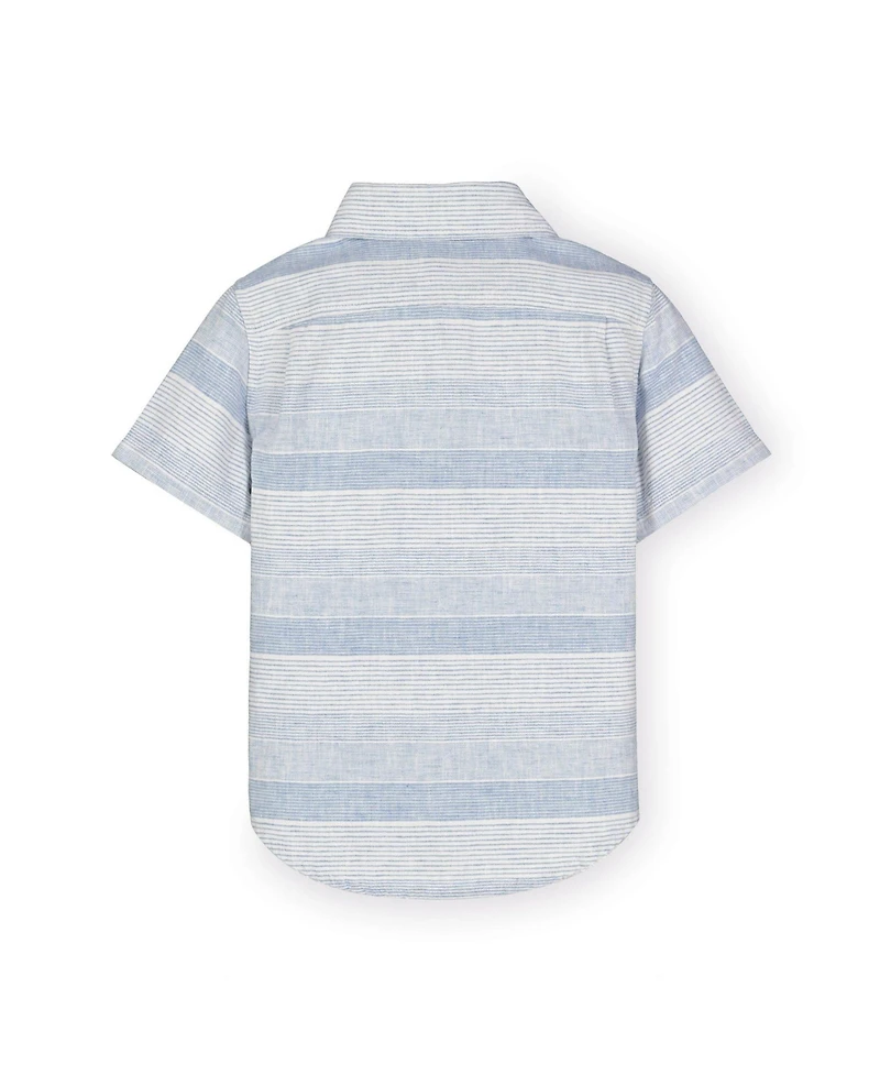 Hope & Henry Baby Boys Linen Short Sleeve Button Down Shirt