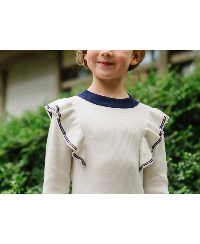 Hope & Henry Toddler Girls Long Sleeve Mock Neck Ruffle Pinafore Sweater Dress