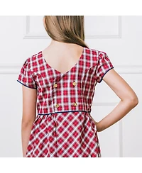 Hope & Henry Big Girls Short Sleeve Button Back Schoolgirl Dress