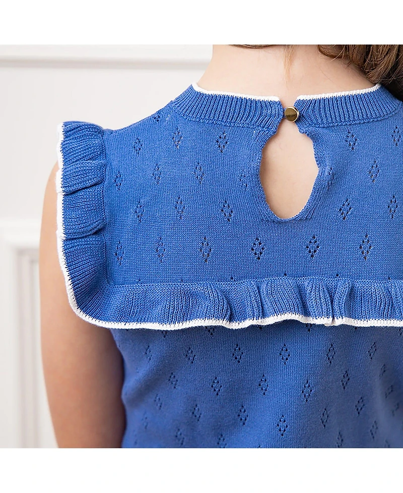 Hope & Henry Girls' Sleeveless Ruffle Yoke Sweater Dress, Toddler