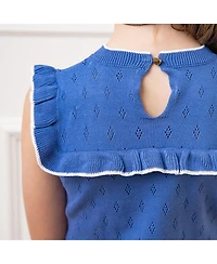 Hope & Henry Girls' Sleeveless Ruffle Yoke Sweater Dress, Toddler