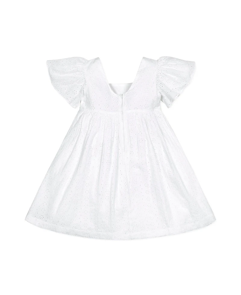 Hope & Henry Girls' Flutter Sleeve Eyelet Empire Dress, Toddler