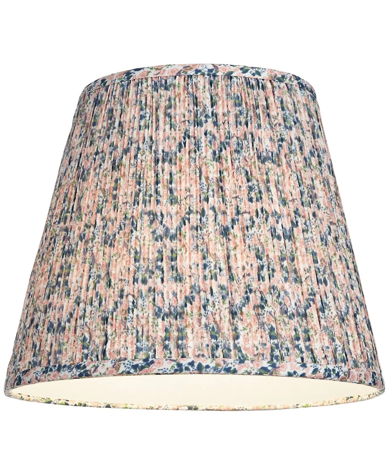 Springcrest Collection Hardback Shirred Empire Lamp Shade Pink Blue Floral Medium 8" Top x 13" Bottom x 11" Slant Spider with Harp and
