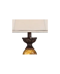 Mulholland Traditional Vintage like Table Lamp with Tabletop Dimmer 30" Tall Bronze Golden Marbleized Off White Shade for Living Room Bedroom Hou