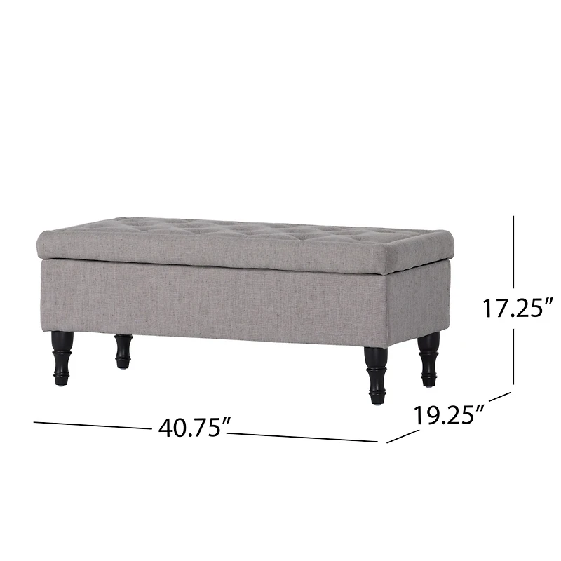 Streamdale Furniture Logan Tufted Storage Ottoman With Grey Fabric