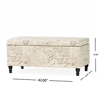 Streamdale Furniture French Script Linen Storage Ottoman