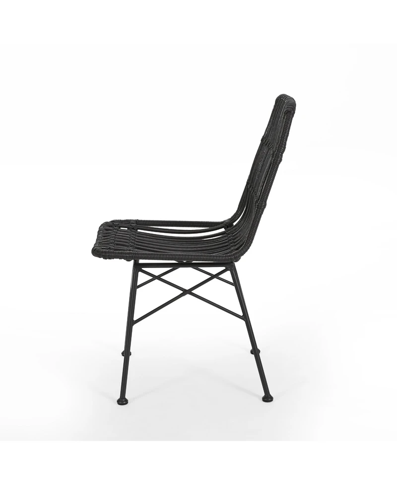 Simplie Fun Sawtelle Modern Rattan And Metal Outdoor Dining Chair