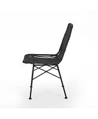 Simplie Fun Sawtelle Modern Rattan And Metal Outdoor Dining Chair