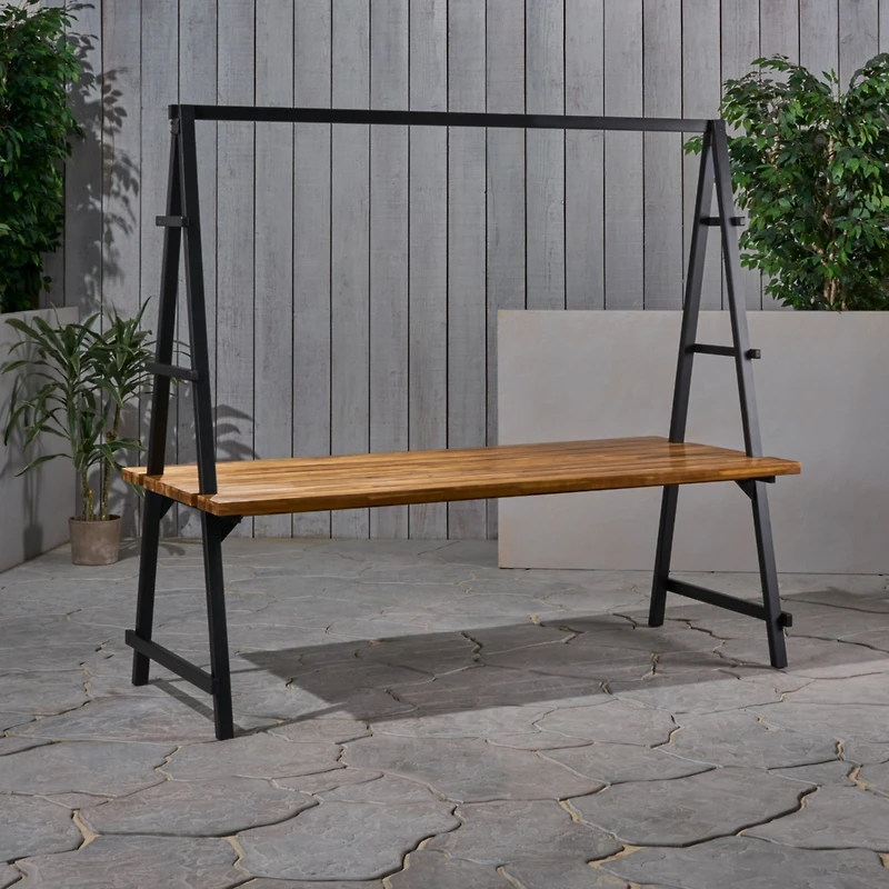 Streamdale Acacia Wood Dining Table With Plant Hanger (88.5")