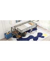 Streamdale Twin Loft Bed with Storage Stairs, Black
