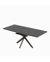 Streamdale Furniture Extendable Black Dining Table: Modern Mid-Century Kitchen Table for 8-10