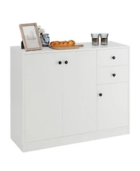 Slickblue Modern Buffet Sideboard with 2 Pull-out Drawers and Adjustable Shelf for Kitchen-White