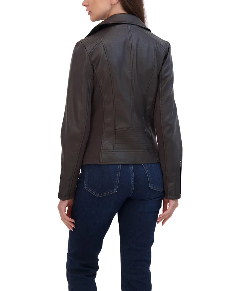 Sebby Collection Women's Faux Leather Biker Jacket