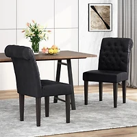 Streamdale Ivory Linen Tufted Rolltop Dining Chairs (Set Of 2)