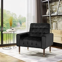 Streamdale Comfy Velvet Tufted Armchair For Living Room, Bedroom
