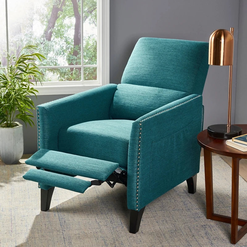 Streamdale Contemporary Push-Back Recliner With Studded Accents