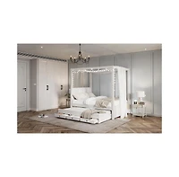 Streamdale Full Size Upholstered Canopy Bed with Trundle and Drawers