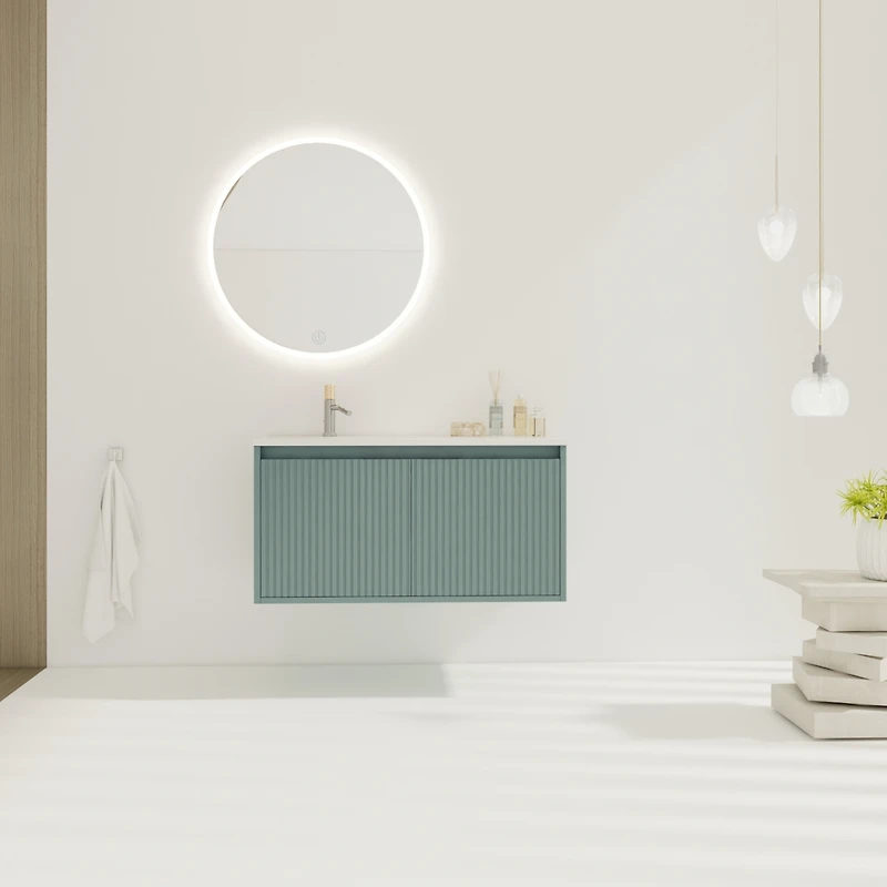 36" Floating Vanity with Drop-Shaped Resin Sink