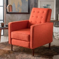 Streamdale Mid-Century Modern Button-Tufted Recliner With Beech Wood Legs