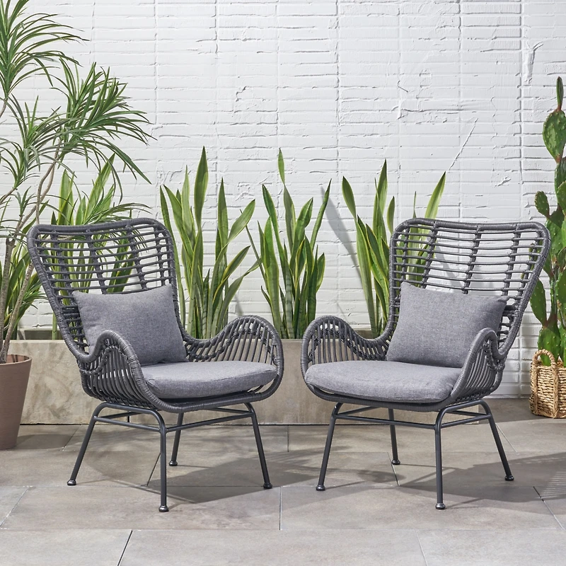 Streamdale Modern Rattan Chair With Curved Seating And Cozy Cushions