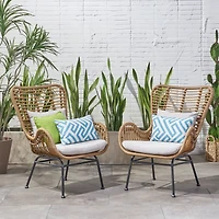 Streamdale Modern Rattan Chair With Curved Seating And Cozy Cushions