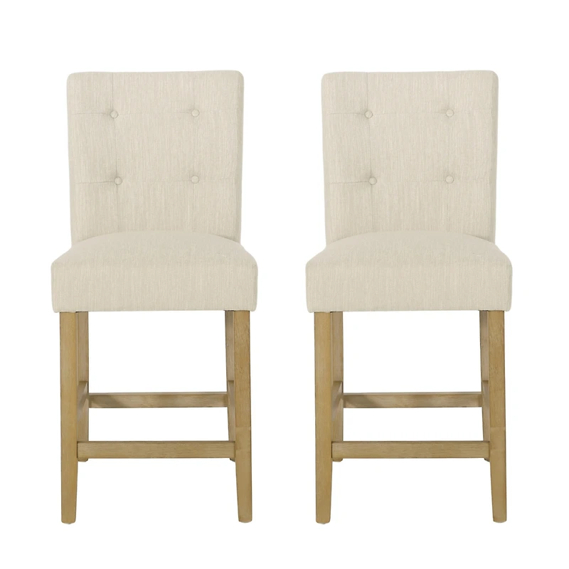 Streamdale Beige Button Tufted 26" Counter Stools (Set Of 2)
