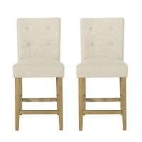 Streamdale Beige Button Tufted 26" Counter Stools (Set Of 2)