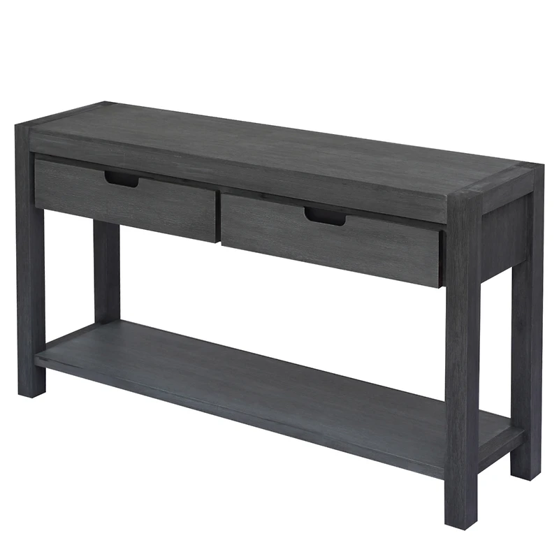 Streamdale Acacia Veneer Console Table with Drawers and Shelf