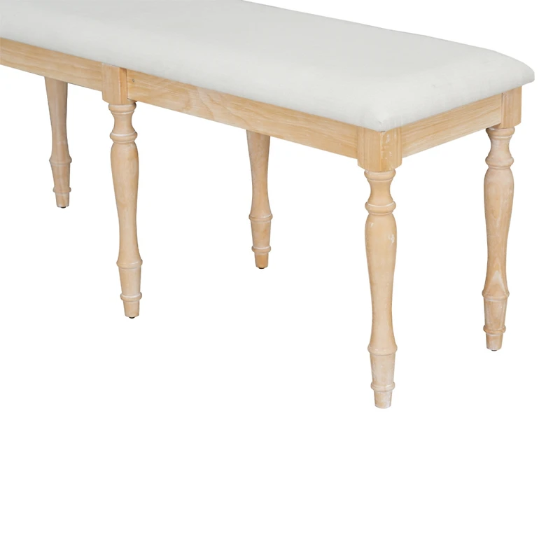 Streamdale Vintage 50.4" Upholstered Dining Bench with Turned Legs