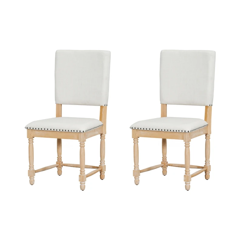 Streamdale Vintage Upholstered Dining Chairs with Turned Legs and Nailhead Trim