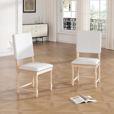 Streamdale Vintage Upholstered Dining Chairs with Turned Legs and Nailhead Trim