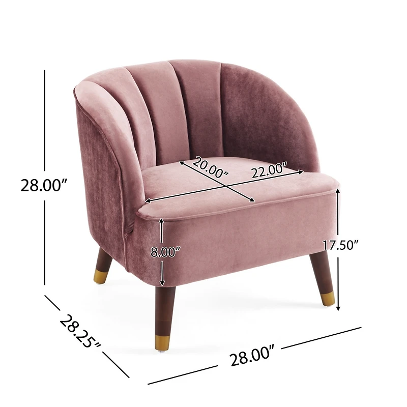 Streamdale Stylish Velvet Barrel Accent Chair with Sturdy Legs