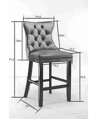 Streamdale Luxurious Velvet Barstools with Button Tufted Backrest (Set Of 2)