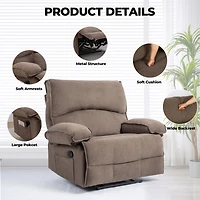 Streamdale Furniture Oversized Push-Back Recliner with Super Soft Fleece