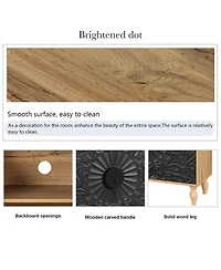 Streamdale Furniture Black Carved Symmetrical Door with Wood Frame