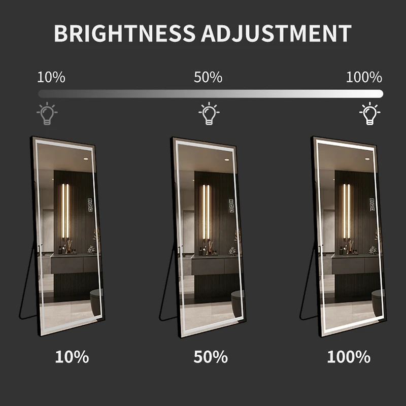 Streamdale Full-Length Led Mirror with Stand, 4mm Hd Silver Mirror