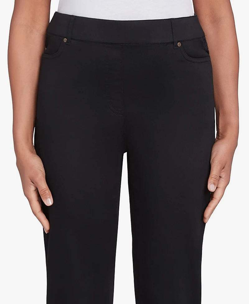 Alfred Dunner Women's Harvest Moon Super Stretch Elastic Faux Fly Denim Short Length Pants
