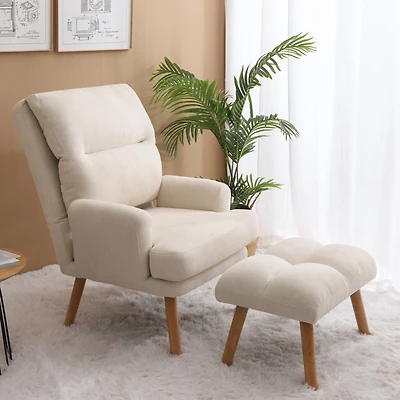 Streamdale Adjustable Accent Chair with Ottoman, Mid-Century Modern Lounge Chair