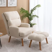 Streamdale Adjustable Accent Chair with Ottoman, Mid-Century Modern Lounge Chair