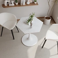 Streamdale Furniture Modern Hexagonal Coffee Table with Marble Top and Metal Base