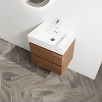 Streamdale 24" Wood Grain Vanity with Resin Sink & Soft-Close Drawers