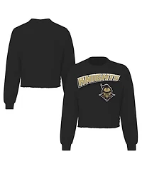 Spirit Jersey Women's Black Ucf Knights Slouchy Cropped Long Sleeve T-Shirt