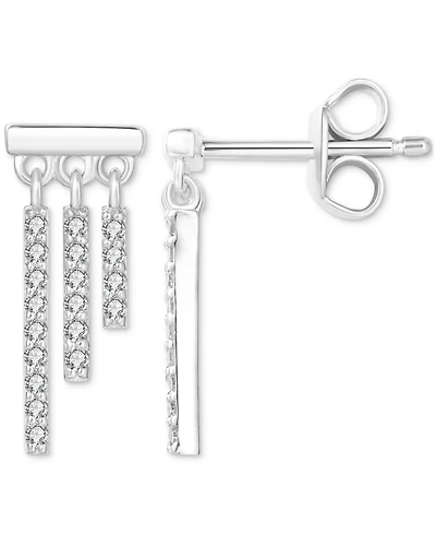 Diamond Graduated Triple Bar Drop Earrings (1/5 ct. t.w.) in Sterling Silver